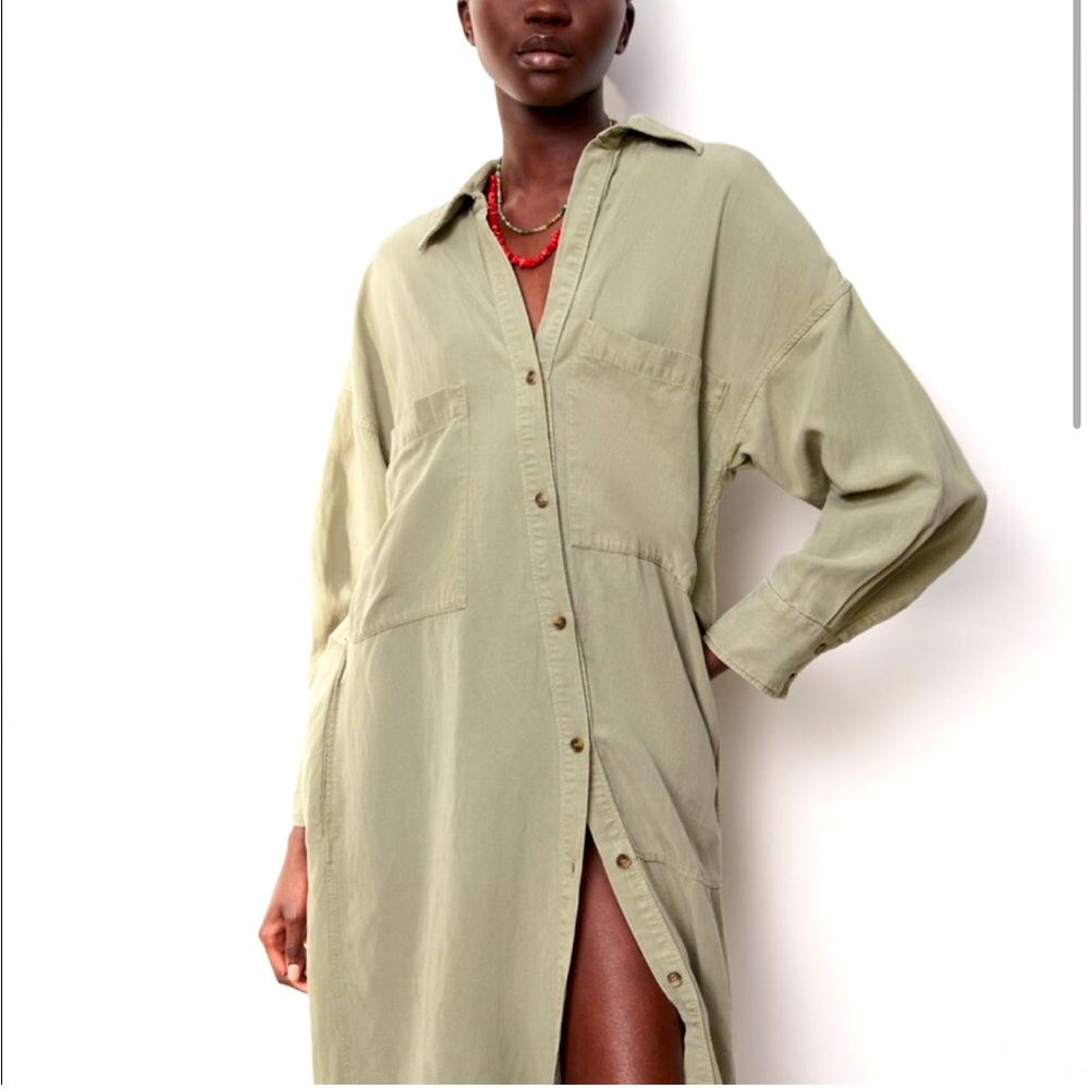 COPY - NWT Zara Linen Blend Shirt Dress